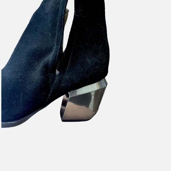 Jeffrey Campbell Orwell 2M Black Suede Silver Heel Ankle Boots Women's size 9 - Picture 5 of 7